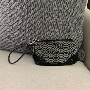 Coach Black Signature C Fabric & Leather Wristlet